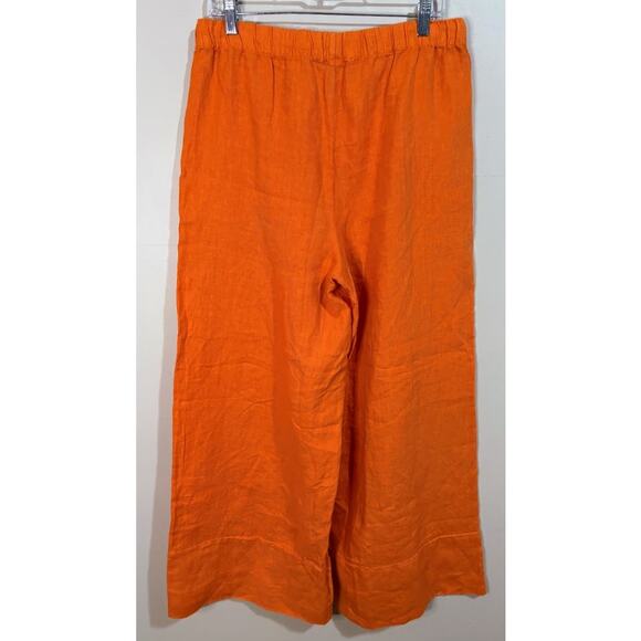 Zara Women's Orange Linen Wide Leg Pull on Pants Size Medium - Picture 5 of 7